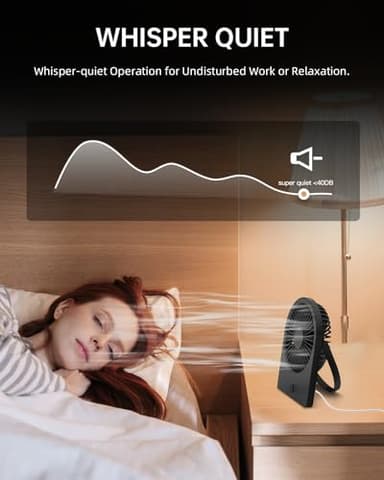 buywoo Portable USB Desk Mini FAN, USB-A Corded Powered Small Personal Fan, Foldable Office Desk Accessories for Home, Desktop, 3-speed Hangable Cruise Essentials with Strong Wind, Black - Image 5