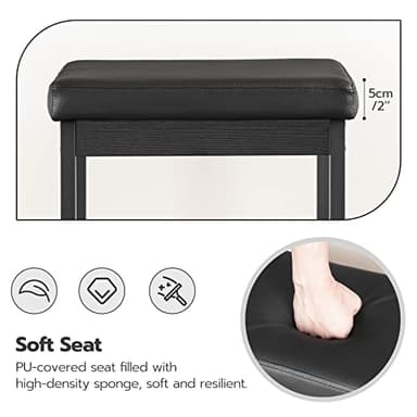 HOOBRO Bar Stools, Set of 2 Bar Chairs, 24.8-Inch Height Stools, Breakfast Bar Stools, Kitchen Stools, 2" Thick Upholstery, for Kitchen, Dining Room, Cafe, Bar Counter, Black BB21BY01 - Image 8