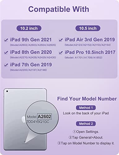 Hamile for iPad 9th Generation Case with Keyboard 10.2 Inch - Backlit Wireless Detachable Folio Keyboard Cover with Pencil Holder for iPad 8th Gen/7th Gen/iPad Pro 10.5"/iPad Air 3rd Gen (Purple) - Image 2