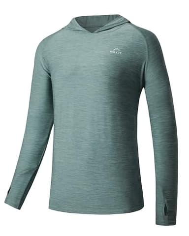 Willit Men's Sun Shirts UPF 50+ Rash Guard Long Sleeve Sun Protection Hoodie SPF UV Fishing Lightweight Athletic Running Slubby Cyan M - Image 1
