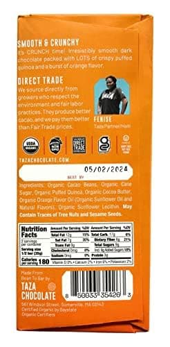 Taza Chocolate Organic Smooth & Crunchy 70% Dark Bar Variety Pack Bundle, 2.5 oz (4 count), Vegan - Image 6