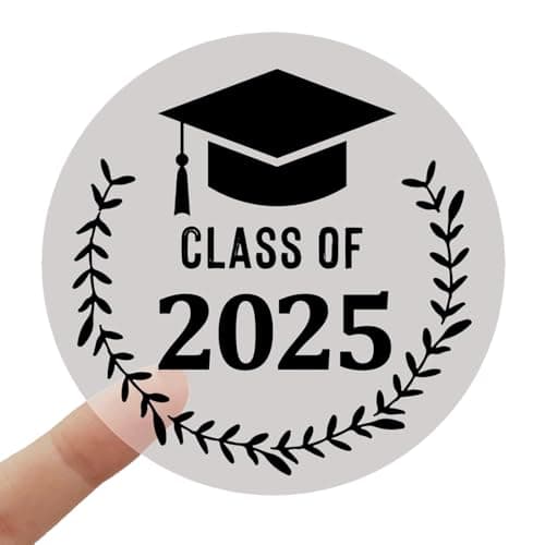 100 x Graduation Stickers, Class of 2025, Congratulations Graduates, Transparent Black Seal, Graduation Stickers, Graduation Labels, Graduation Party (Class of 2025 - Black) - Image 1
