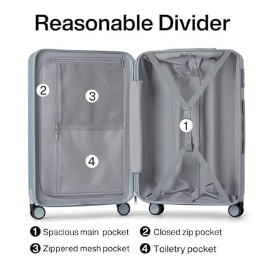 Hanke 20 Inch Carry On Luggage 22x14x9 Airline Approved Lightweight PC Hard Shell Suitcases with Wheels Travel Luggage Rolling Suitcase Travel Luggage Bag for Weekender(Gray) - Image 5