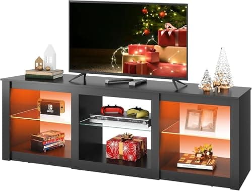 WLIVE LED TV Stand for 65 Inch TV, Modern Entertainment Center with Adjustable Glass Shelves & Customizable LED Lights, Sturdy Media Console for Living Room, Bedroom,Gaming (Black) - Image 1