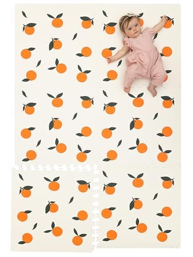 Childlike Behavior Baby Play Mat - 72x48-Inch Tummy Time Mat - 6-Piece Interlocking Foam Floor Tiles for Toddlers - Soft Waterproof for Floor Play and Crawling - Oranges - Image 1