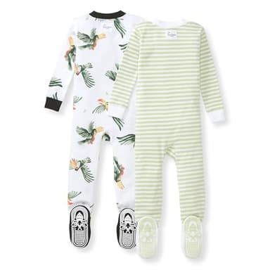Burt's Bees Baby Baby Boys Sleeper PJs, 100% Organic Cotton, Soft One-Piece Footie, Diagonal Zip Up Jumpsuit, Snug Fit Pajamas with Snap Tab, Toucan 2-pk, 12 Months - Image 2