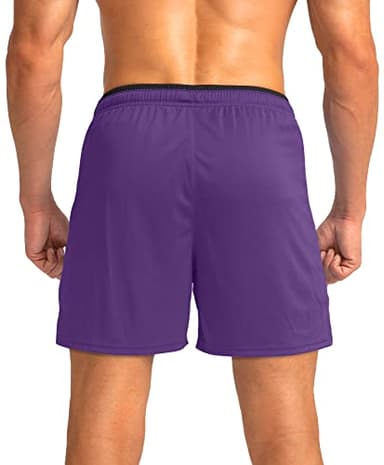 Men's Running Shorts with Zipper Pockets Quick Dry Gym Athletic Workout 5" Shorts for Men (Purple, Large) - Image 3