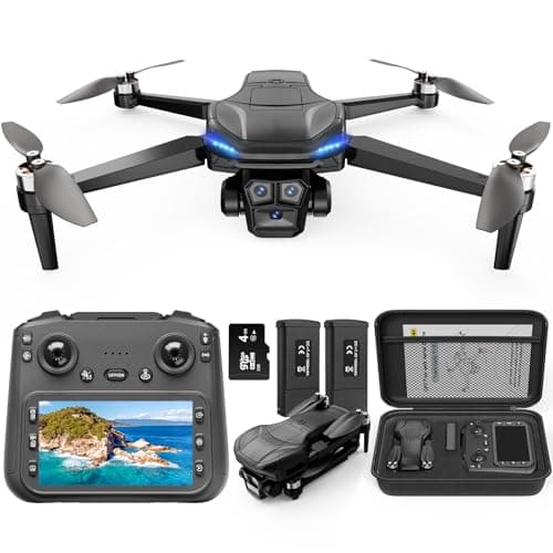X-shop 4K GPS Drone with Camera for Adults, Brushless Motor, 4.5" HD Screen Remote with 2 Batteries 60 Min Flight, with SD Card, Foldable Quadcopter Under 249g, Auto Return, Follow Me, 3 Speed Mode - Image 1
