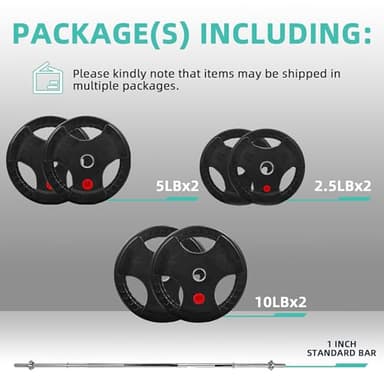 Fitvids Cast Iron 1" Standard Weight Plates Including 5FT Standard Barbell Bar & Star Locks, 45 Pounds Set (35 Lbs Plates + 10 Lbs Barbell Bar), Multiple Packages - Image 2
