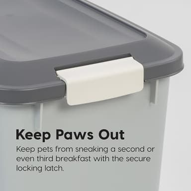 IRIS USA Dog Food Storage Container with Wheels, Airtight Lid, 2-Cup Scoop, Up to 54 Pounds Pet Food Storage, Built in Scoop Storage in Lid, Versatile Pet Food Bin, Portable, BPA Free, Gray/Dark Gray - Image 6