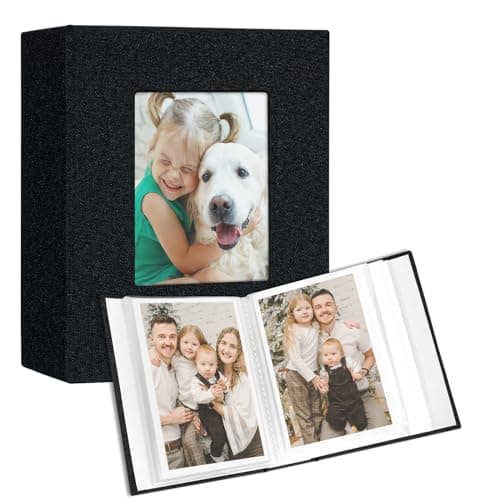 Vienrose Small Photo Album 4x6 holds 100 Photos 2 Pack, Mini Baby Photo Album Linen Cover for Gifts Wedding Family, Black - Image 1
