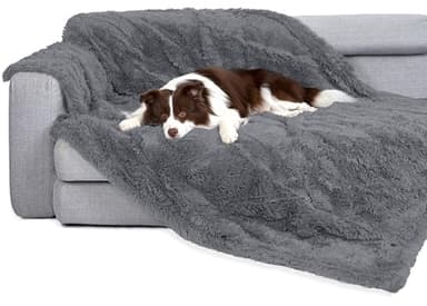 gogobunny Waterproof Dog Blanket for Large Dogs, Cats, Puppy, Reversible Faux Fur Pet Throw Blanket, Washable, Calming Furniture Protection for Sofa Bed (50x60 Inch (Pack of 1), Light Grey) - Image 1