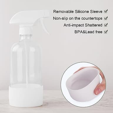 hmaimas Glass Spray Bottles for Cleaning Solutions, 16oz Reusable Clear Empty Mist Spray Bottle with Silicone Sleeve for Hair, Plants and Essential oils 2 Pack - Image 4