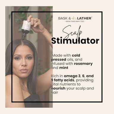 Bask & Lather Scalp Stimulator Hair Growth Oil, Cold Pressed Mint and Rosemary Blend with Grapeseed for Hair Growth, Organic Natural Leave in, All Hair Types, 2 Fl Oz - Image 2