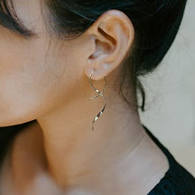 Earrings for Women Spiral threader earrings 14K gold earrings hand bent dangle earrings for women,suitable for gift giving, perfect for your birthday party, Christmas, gift giving. - Image 5