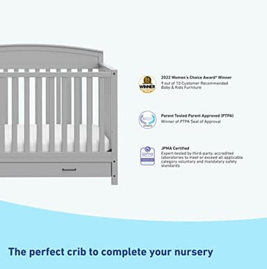 Graco Benton 5-in-1 Convertible Crib with Drawer (Pebble Gray) -Converts from Baby Crib to Toddler Bed, Daybed and Full-Size Bed,Fits Standard Full-Size Crib Mattress, Adjustable Mattress Support Base - Image 7