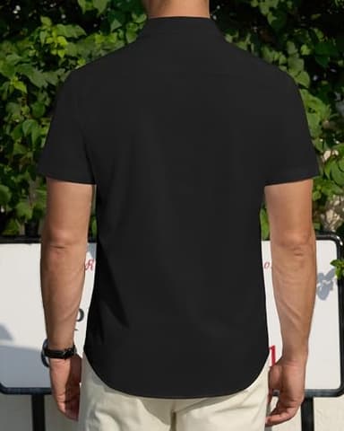 J.VER Men's Button Down Shirts Flex Stain Protection Short Sleeve Shirts Regular Fit Dress Shirts for Men Black 2X-Large - Image 3