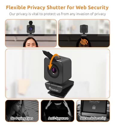 TOUCAN 1080P Webcam with Microphone,Clear Stereo Audio, Streaming Webcam, 115°View Computer Camera,Plug and Play USB Web Cam for Skype, Zoom, FaceTime, Hangouts, PC/Laptop/MacBook/Tablet - Image 2