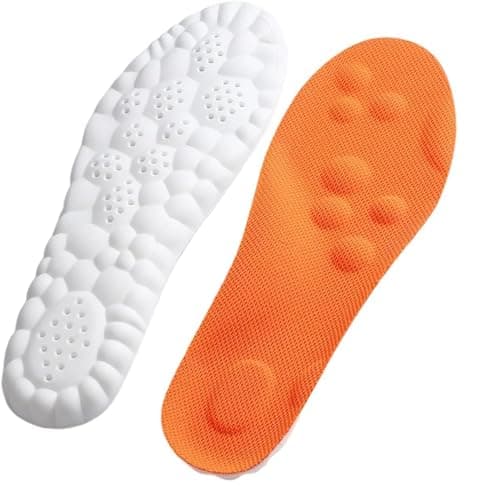 Men's Comfortble Steppers Shoe Insoles Inserts, Steppers Insoles for Men Women, Massage Insole, Cloud Insole,Memory Foam with Arch Surpport Insoles for Arch Pain. (Orange, Men 11.5-12.5/Women 13-14)