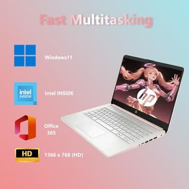 HP 14 Laptop Student Business 2025 Ultral Light Computer, AI Copilot, 4-Core 13th Gen Intel CPU, 16GB RAM 640GB Storage (128GB UFS+ 512GB SD Card), Microsoft 365, AlpacaTec Accessories - Image 3