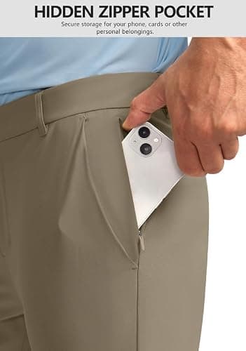 Obla Men's Golf Pants - 30"/32"/34" Slim Fit Stretch Lightweight Trousers with 5 Pockets Casual Travel Dress Work Pants for Men (Taupe_L32 W36) - Image 4