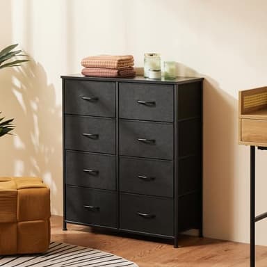 Sweetcrispy Dresser, Dresser for Bedroom Drawer Organizer Storage Drawers, Fabric Storage Tower with 8 Drawers, Chest of Drawers with Steel Frame, Wood Top for Nursery, Living Room, Closet - Image 2