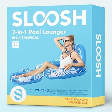 SLOOSH Pool Floats Lounger Adult, Pool Chair Lounge Convertible 2-in-1 Floating Water Floaty with Cup Holders Backrest Recliner for Pool Party - Image 8