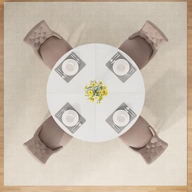 Tribesigns Round Dining Table Wood Kitchen Table for Dining Room, 47 in Dinning Room Tables for 4-6, Circle Dinner Table with Wooden Tabletop and Cross Base for Kitchen, White - Image 7