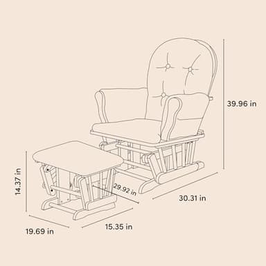 Storkcraft Premium Hoop Glider & Ottoman (Espresso with Beige) — GREENGUARD Gold Certified, Solid Wood Craftsmanship, Convenient Storage Pockets, Smooth-Gliding Chair for Nursery, Multi-Award-Winning - Image 9