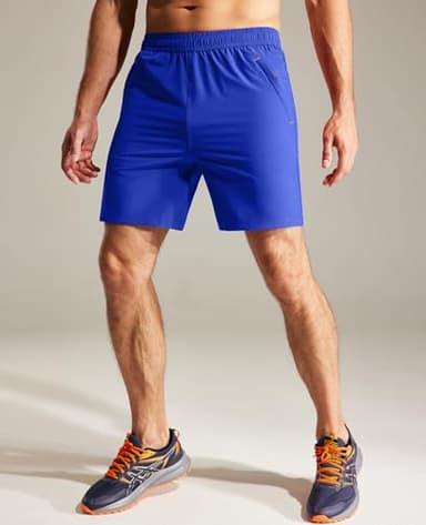 MIER Men's 7 Inch Inseam Athletic Shorts Workout Running Quick Dry Lightweight Gym Shorts with Zip Pockets, Royal Blue, XXL - Image 6