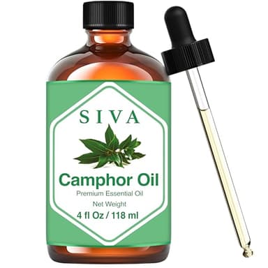 Siva Camphor Essential Oil - 4 Fl Oz – Natural Camphor Oil - for Diffuser, Face, Skin Care, Aromatherapy, Hair Care, Scalp and Body Massage - with Dropper - Image 1
