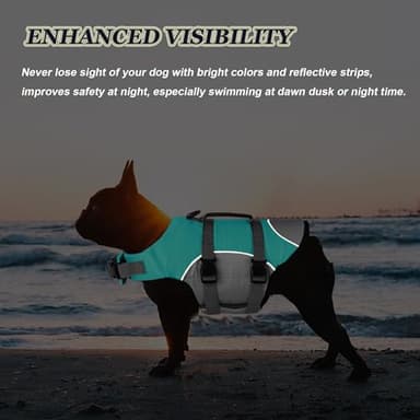 Dogcheer Dog Life Jacket, Reflective Dog Life Vest for Swimming Boating, Adjustable Puppy Swim Vest Ripstop Pet PFD Floating Preserver Small Medium Large Dogs - Pine-Green Gray XS - Image 4
