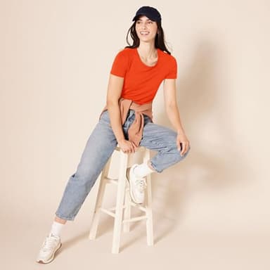 Amazon Essentials Women's Regular-Fit Short-Sleeve Crewneck T-Shirt, Pack of 2, Lavender/Tomato Red, X-Large - Image 6