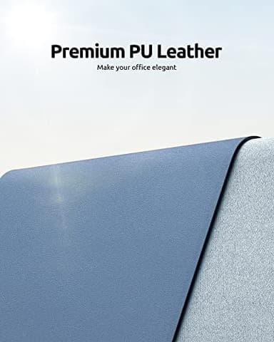 YSAGi Leather Desk Protector, Office Mat, Large Mouse Mat, Non-Slip PU Leather Blotter, Laptop Desk, Waterproof Writing Pad for Office and Home (Blue, 23.6" x 13.8") - Image 2