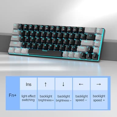 MageGee Portable 60% Mechanical Gaming Keyboard, MK-Box LED Backlit Compact 68 Keys Mini Wired Office Keyboard with Red Switch for Windows Laptop PC Mac - Black/Grey - Image 5