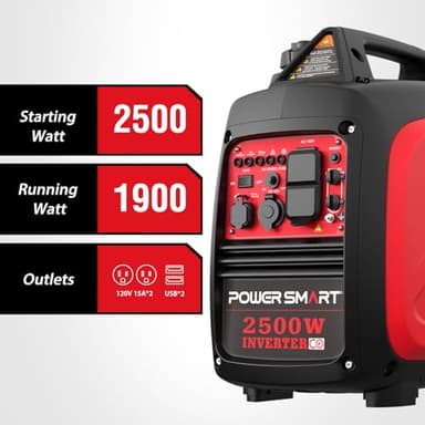 PowerSmart 2500-Watt Portable Inverter Generator with Quiet Technology and CO Protect - Image 2