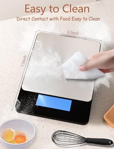 Food Scale -33lb Digital Kitchen Scale for Food Ounces Grams Rechargeable 304 Stainless Steel,Batteries and Type-C Charging | Perfect for Meal Prep, Cooking, and Baking, Black - Image 6