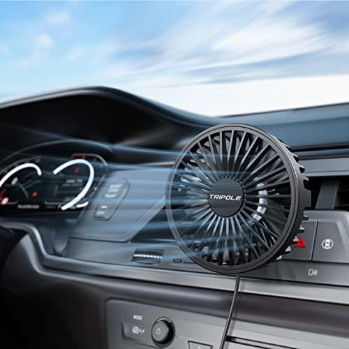 TriPole Car Fan USB Powered - Powerful 3 Speed, Portable Cooling Clip Fan for Car Vent, Quiet Brushless Motor, 360 Degree Rotatable, Air Circulation for Vehicle, Van, Truck, SUV, RV - Image 1