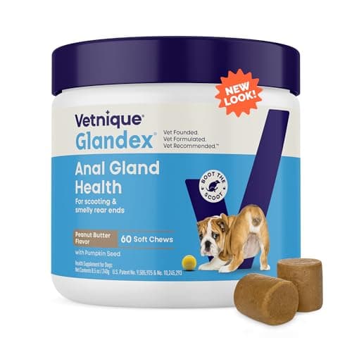 Vetnique Glandex Anal Gland Soft Chew Treats with Pumpkin for Dogs Digestive Enzymes, Probiotics Fiber Supplement for Dogs Boot The Scoot (Peanut Butter Chews, 60 Count) - Image 1