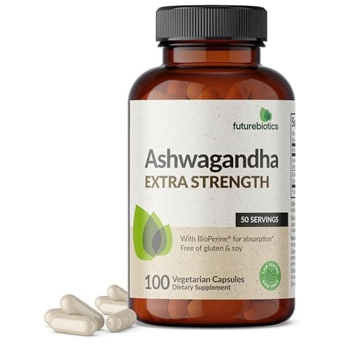 Futurebiotics Ashwagandha Extra Strength Stress & Mood Support with BioPerine - Non GMO Formula, 100 Vegetarian Capsules - Image 1