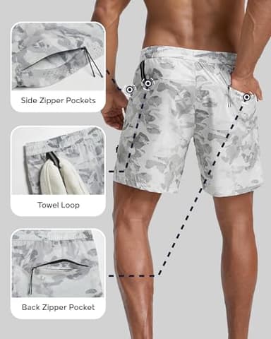 maamgic Men's Athletic Running Shorts with Liner Ultra Lightweight Workout Shorts 7" Quick Dry Gym Shorts with Zipper Pockets Gray Camo Medium - Image 4