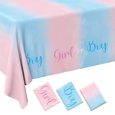 Gatherfun Gender Reveal Party Supplies Disposable Tablecloth Plastic Waterproof Table Cover for Boy or Girl Gender Reveal Party Baby Shower Birthday Decorations, 3 Pack 54X108inch - Image 1