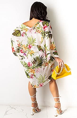 KEYUFANG Women 3 Piece Vocation Outfits Summer Suit Floral Kimono Cardigans Beach Cover Up Crop Cami Top Short Set White - Image 3