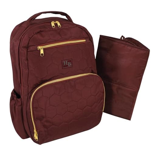 Hudson Baby Unisex Baby Premium Diaper Bag Backpack and Changing Pad, Burgundy, One Size - Image 1
