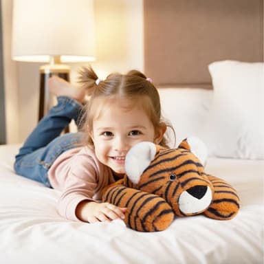 Niuniu Daddy 20" | 3.3 Pound Tiger Weighted Stuffed Animals for Adults, Stuffed Tiger Plush Toy for Toddler Teens Kids, Large Fluffy Plushy Pillow with Soft Fur for Present Christmas Birthday - Image 2