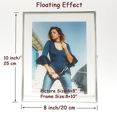 AhaGo Silver Floating Frame (8"x10", Vertical),2 Set, For Picture 7x9, 6x8, 5x7, Tabletop Shelf Photo Frames, Classy Gift For Father's Day, Wedding, Birthday - Image 2