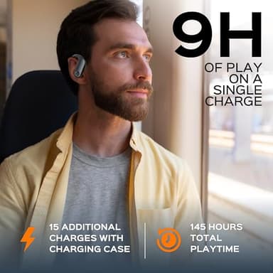 TREBLAB X3 Pro - Workout True Wireless Earbuds, Comfortable Earhooks, Bluetooth 5.3, Punchy Bass, Noise Isolation, 145H Playtime, IPX5 Waterproof, Sweatproof, 2 Mics for Calls, Sport Bluetooth Earbuds - Image 5