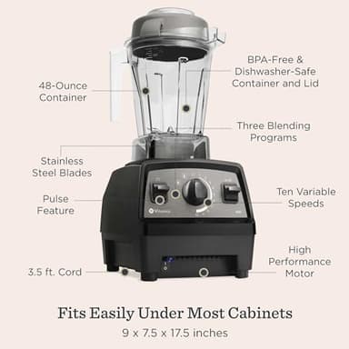 Vitamix Propel Series 510 Blender with Three Blending Programs, Professional-Grade Blender for Smoothies and More, Stainless-Steel Blades, Self-Cleaning Kitchen Appliance, 48 Oz Container, White - Image 4