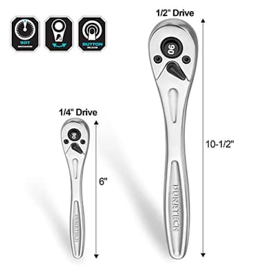 DURATECH 1/2 Ratchet Handle, 90-Tooth Socket Wrench, Reversible Ratchet Wrench, Quick-release - Image 2