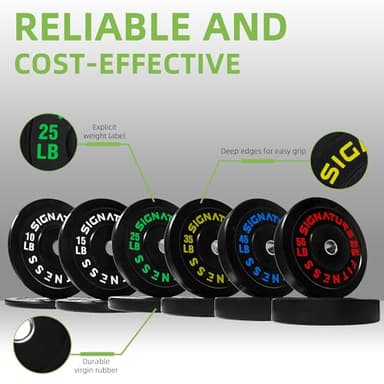 Fitvids Olympic Bumper Plates Set, 2" Weight Plates for Strength Training & Weightlifting, 370LB Complete Weight Set (10Lb to 55LB), Multiple Packages - Image 3